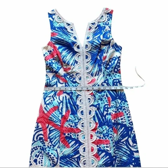 Lilly Pulitzer Size 0 She Shells Janice Shift Dress w/Lace Excellent Condition - Picture 2 of 16